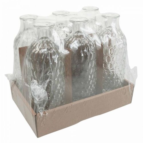 Floristik24 Lille glasvase vase honeycomb look dekorativ vase glas H20cm 6stk