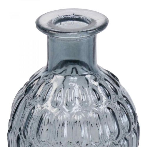 Floristik24 Lille glasvase vase honeycomb glas blå grå H20cm 6stk