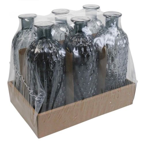 Floristik24 Lille glasvase vase honeycomb glas blå grå H20cm 6stk