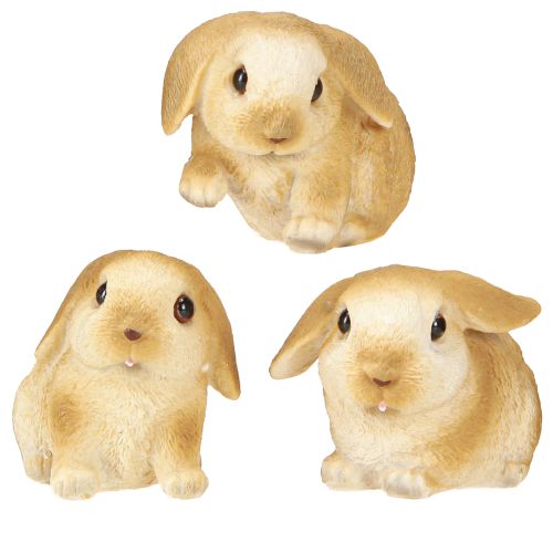 Artikel Lille påskehare Dekoration Bunny Polyresin 9×6×6,5cm 3stk