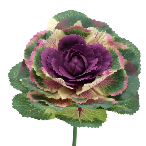 Floristik24 Kunstkål lilla, grøn 25cm 6 stk