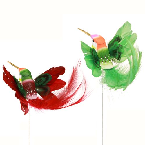 Artikel Hummingbird dekoration på pind turkis bordeaux 13-15cmx9-10cm 6 stk.
