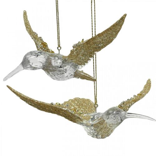 Juletræspynt fugl kolibri vedhæng 11,5/14 cm sæt med 2
