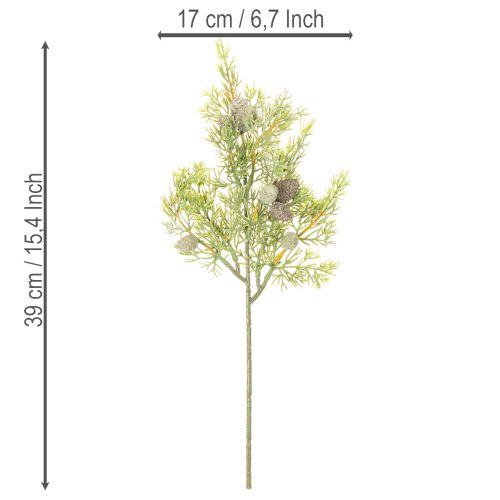 Kunstig nåletræsgren med kogler som kunstig borddekoration, 39 cm, 4 stk. | Floristik24.dk