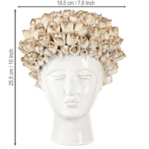 Artikel Hovedvase Keramikvase med roser Hvid Brun Ø19cm H2,5cm