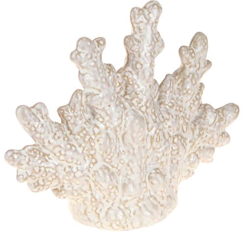 Koraldekoration keramik maritim borddekoration beige H14,5cm