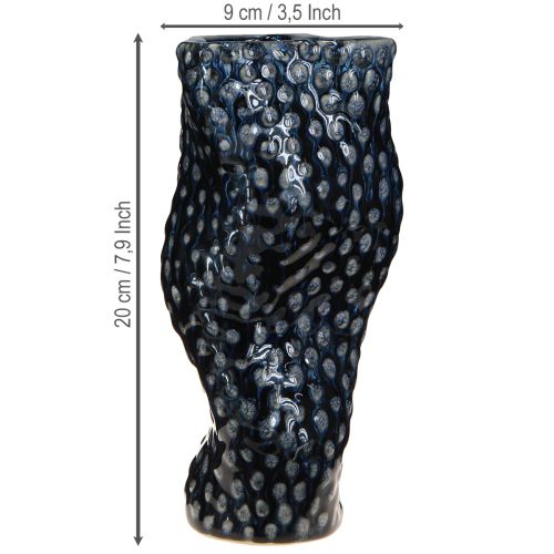 Artikel Koral dekorativ vase keramik blå beige buet H20cm