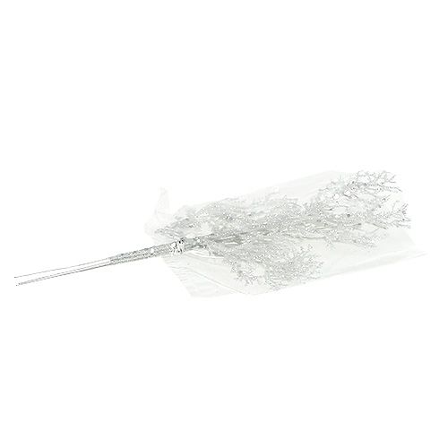 Floristik24 Koralgren med glimmer hvid L32cm 3stk