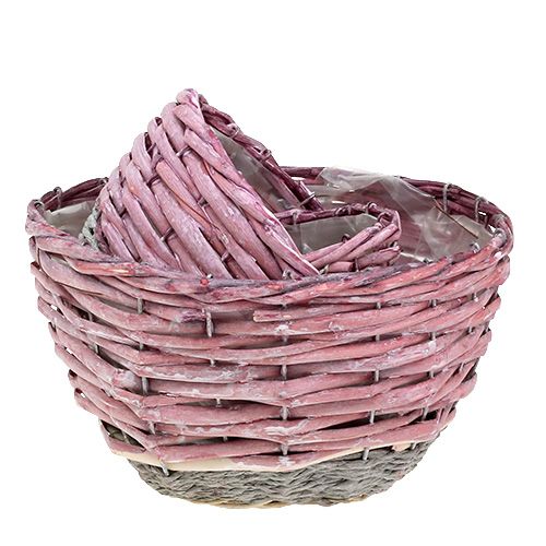 Floristik24 Kurve rundt sæt af 3 Ø14cm - 24cm pink, natur