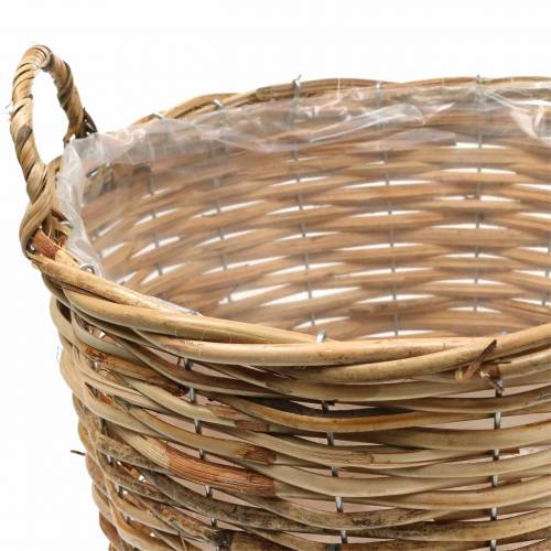 Floristik24 Fletkurv med håndtag brun Ø48 / 43/37 / 33cm sæt med 4 dekoration af planter