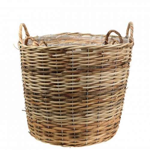 Floristik24 Fletkurv med håndtag brun Ø48 / 43/37 / 33cm sæt med 4 dekoration af planter