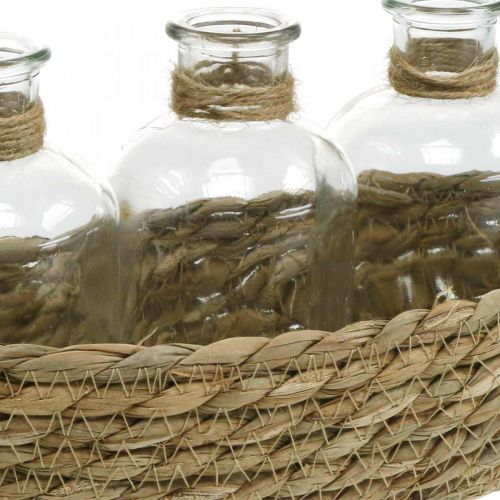 Artikel Dekorativ kurv med 3 flasker borddekoration søgræs natur 22×11,5×14cm