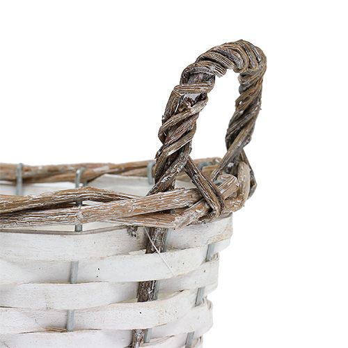 Floristik24 Kurv med håndtag oval naturlig, hvid 20 x 14cm