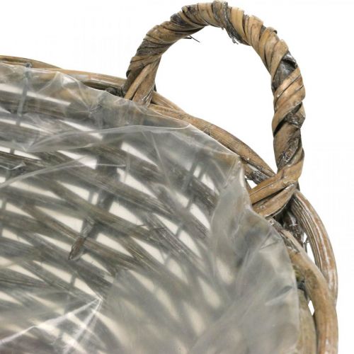 Floristik24 Kurv med hanke, plantekasse, fletskal natur, vasket hvid H15cm Ø35cm
