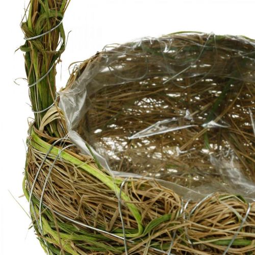 Floristik24 Plantekurv med håndtag raffia og høgrøn kurvefjeder 16×22/21×27cm sæt med 2 stk.