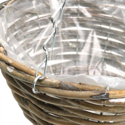 Floristik24 Skål til ophæng, kurv til plantning naturel, vasket hvid H13cm Ø25cm