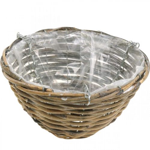Floristik24 Skål til ophæng, kurv til plantning naturel, vasket hvid H13cm Ø25cm