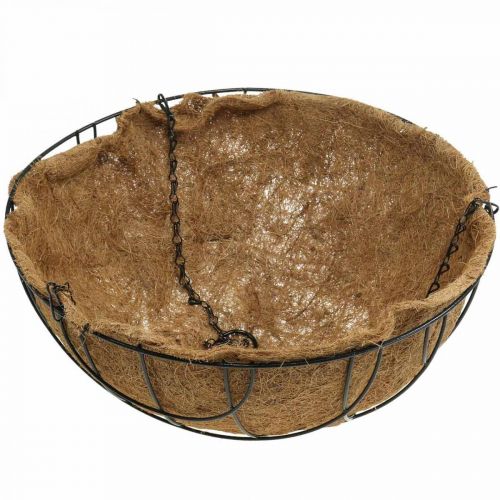 Artikel Hængekurv, planteskål lavet af kokosfibermetal natur, sort H20,5cm Ø40,5cm