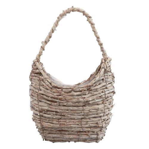 Artikel Kurv med håndtag flettet kurv vasket hvid 18×11×11cm