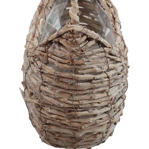 Artikel Kurv med håndtag flettet kurv vasket hvid 18×11×11cm