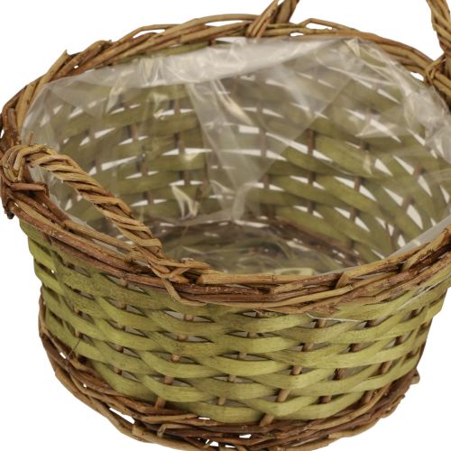 Artikel Kurv rundvævet plantekurv med hanke grøn Ø24cm H17cm