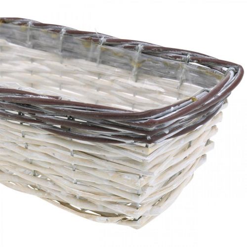 Floristik24 Dekorativ kurv hvid, brun plantepotte tofarvet 32×13,5×9,5cm