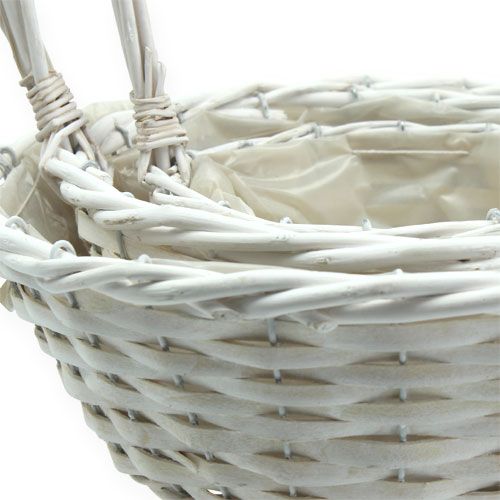 Floristik24 Kurvesæt x 3 med hanke rund hvid Ø18, 23, 29cm