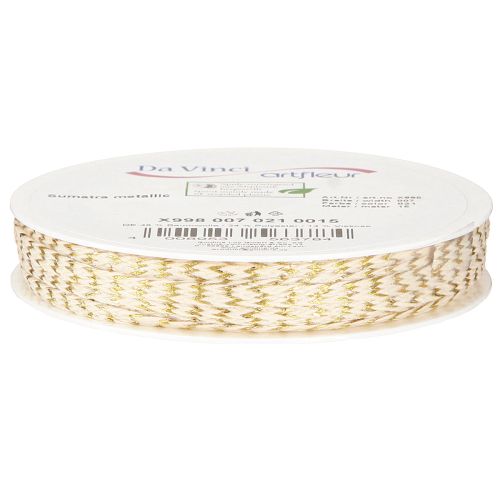 Artikel Snor bomuld guld og creme bomuldsbånd 7mm 15m