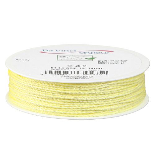 Artikel Snor gul med glimmer dekorativ ledning iriserende 15mm 50m