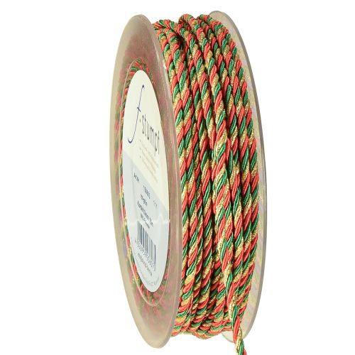 Snor rød grøn guld dekorativ snor tricolor snorbånd 3mm 25m