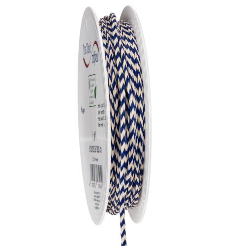 Stribet gavebånd/snor til kreativ dekoration, 3 mm tyk, 20 m lang