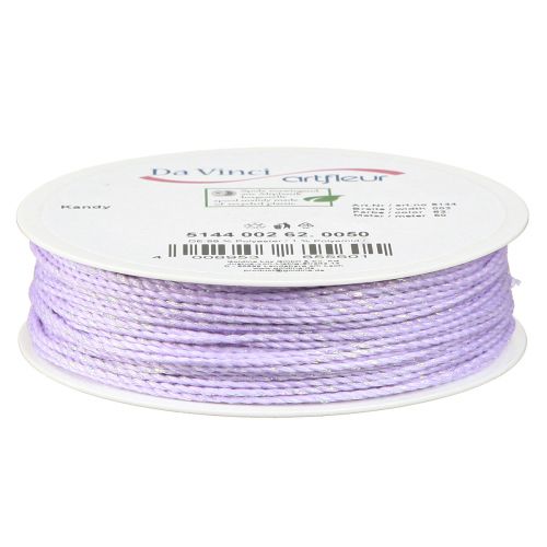 Artikel Snor med glimmer lilla dekorativ ledning iriserende 15mm 50m
