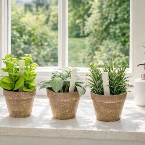 Artikel Kunstig urtepotte med dekorative urter til køkken, have, altan eller terrasse, 15m³, 3 stk.