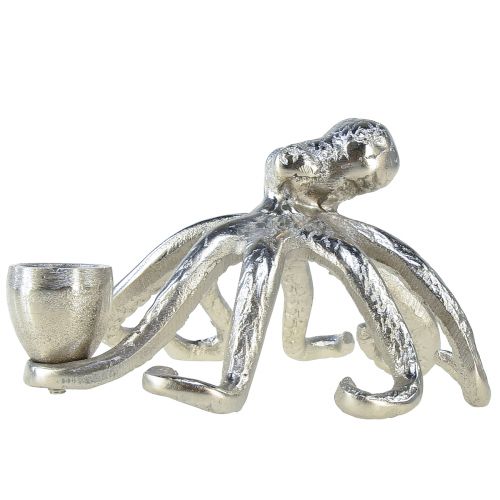Floristik24 Maritim dekorativ lysestage blæksprutte metal sølv Ø14cm H9cm