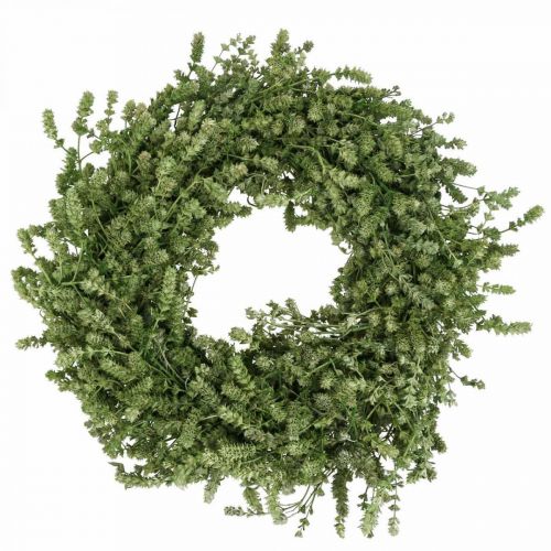 Artikel Julekrans grøn tørret blomsterkrans hørurt Ø34cm