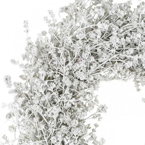 Artikel Julekrans hvid tørret blomsterkrans hør Ø34cm
