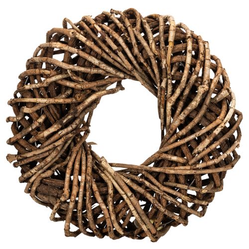 Krans lavet af naturlige kviste, rund rattankrans til hobbybrug, 35 cm