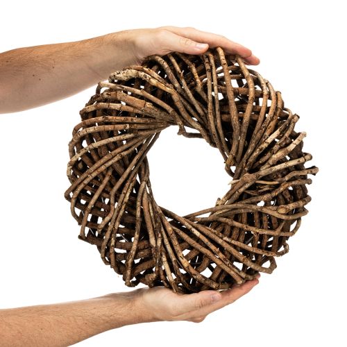 Krans lavet af naturlige kviste, rund rattankrans til hobbybrug, 35 cm | Floristik24.dk