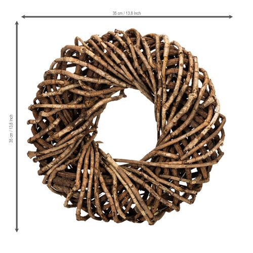 Krans lavet af naturlige kviste, rund rattankrans til hobbybrug, 35 cm | Floristik24.dk