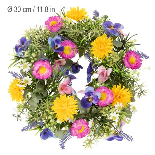 Artikel Kunstig forårsblomsterkrans til dekoration af hoveddøren, 30 cm