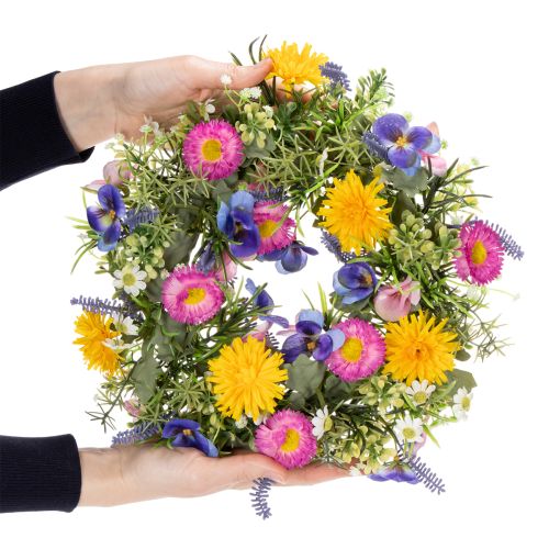 Artikel Kunstig forårsblomsterkrans til dekoration af hoveddøren, 30 cm