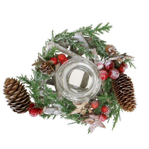 Floristik24 Dekorativ krans lille med glas Ø17cm