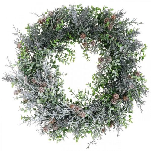Julekrans adventskrans med kunstsne Ø30cm