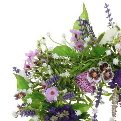 Floristik24 Krans skakternet blomst/lavendel/syren Ø28cm