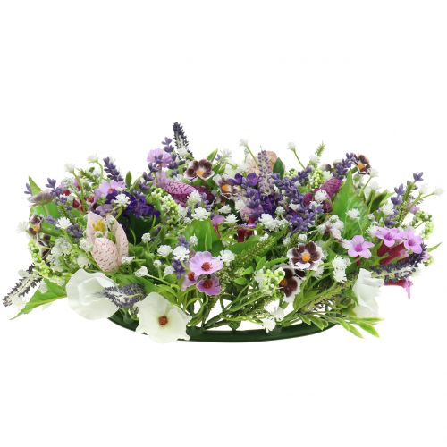 Floristik24 Krans skakternet blomst/lavendel/syren Ø28cm