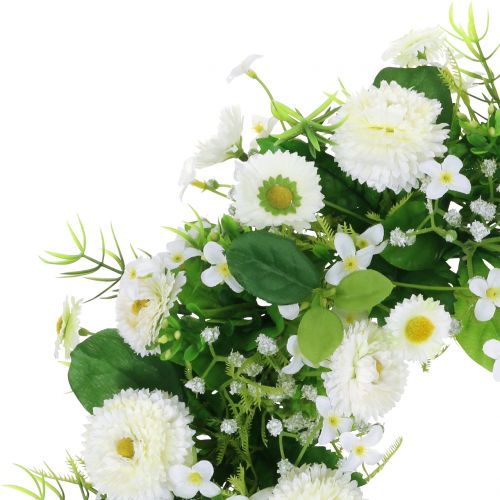 Floristik24 Blomsterkrans deco hvid Bellis dørkrans silkeblomster Ø30cm