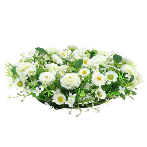 Floristik24 Blomsterkrans deco hvid Bellis dørkrans silkeblomster Ø30cm