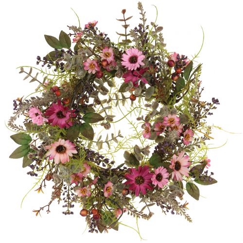 Floristik24 Blomsterkrans med tusindfryd og bær gammelrosa Ø30cm