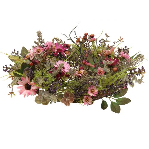Floristik24 Blomsterkrans med tusindfryd og bær gammelrosa Ø30cm