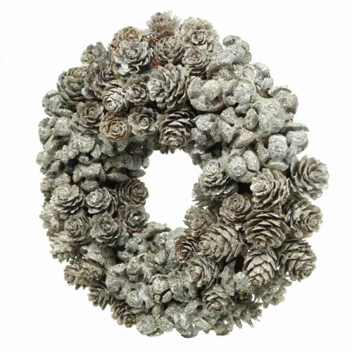Floristik24 Deco kransekogler lærk og cypres hvid, glitter Ø20cm 2stk